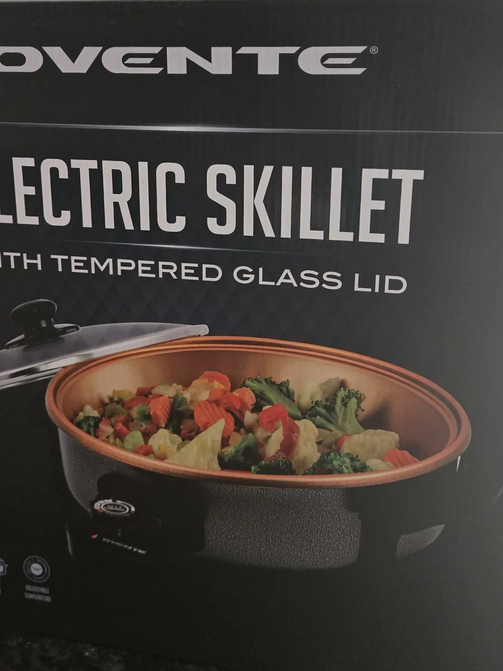 Ovente Copper-Tone Electric Skillet with Tempered Glass Lid - Copper/Black